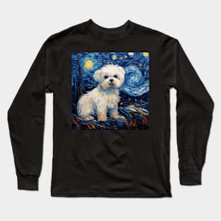 Maltese dog Starry Night Long Sleeve T-Shirt